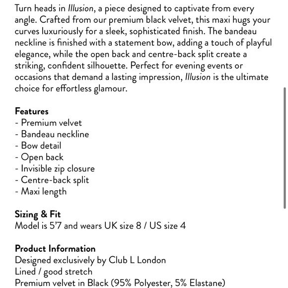 Club L London ILLUSION
Black Velvet Bandeau Maxi Dress With Bow Detail - Picture 5 of 6